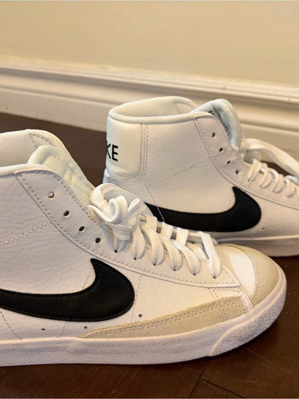 Nike High-Top Leather Sneakers - White/Black